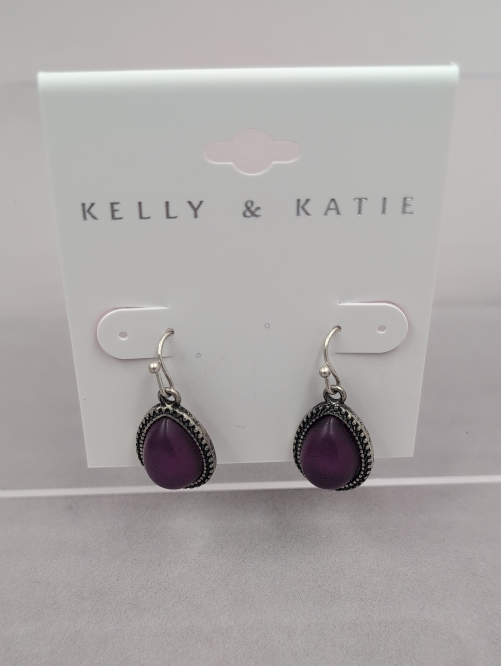 Kelly & Katie Deep Purple Teardrop Dangle Earrings